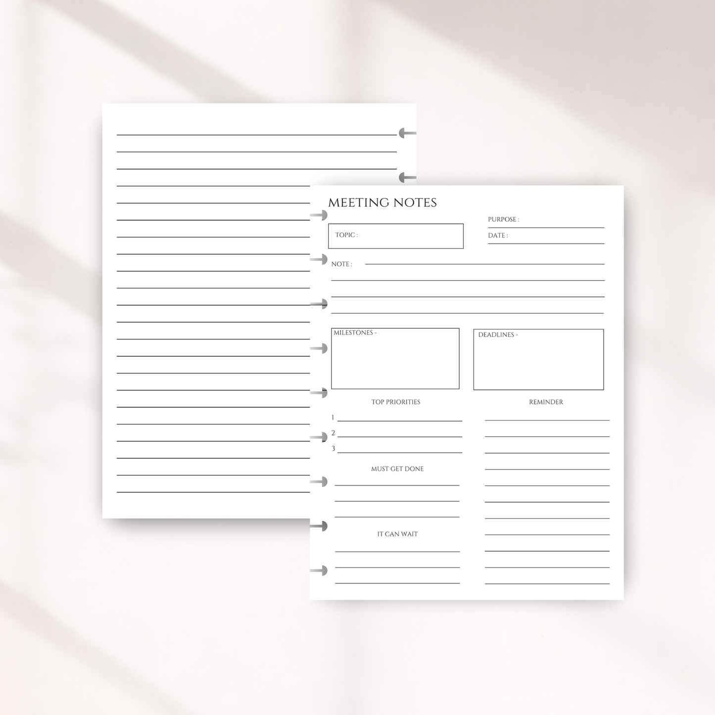Meeting Notes Inserts | Work Planner Inserts