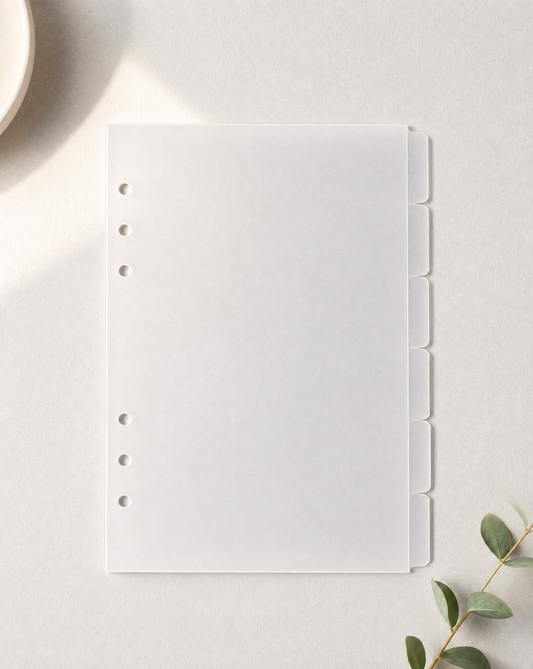 A5 Frosted Side Tab Dividers (Set of 6)