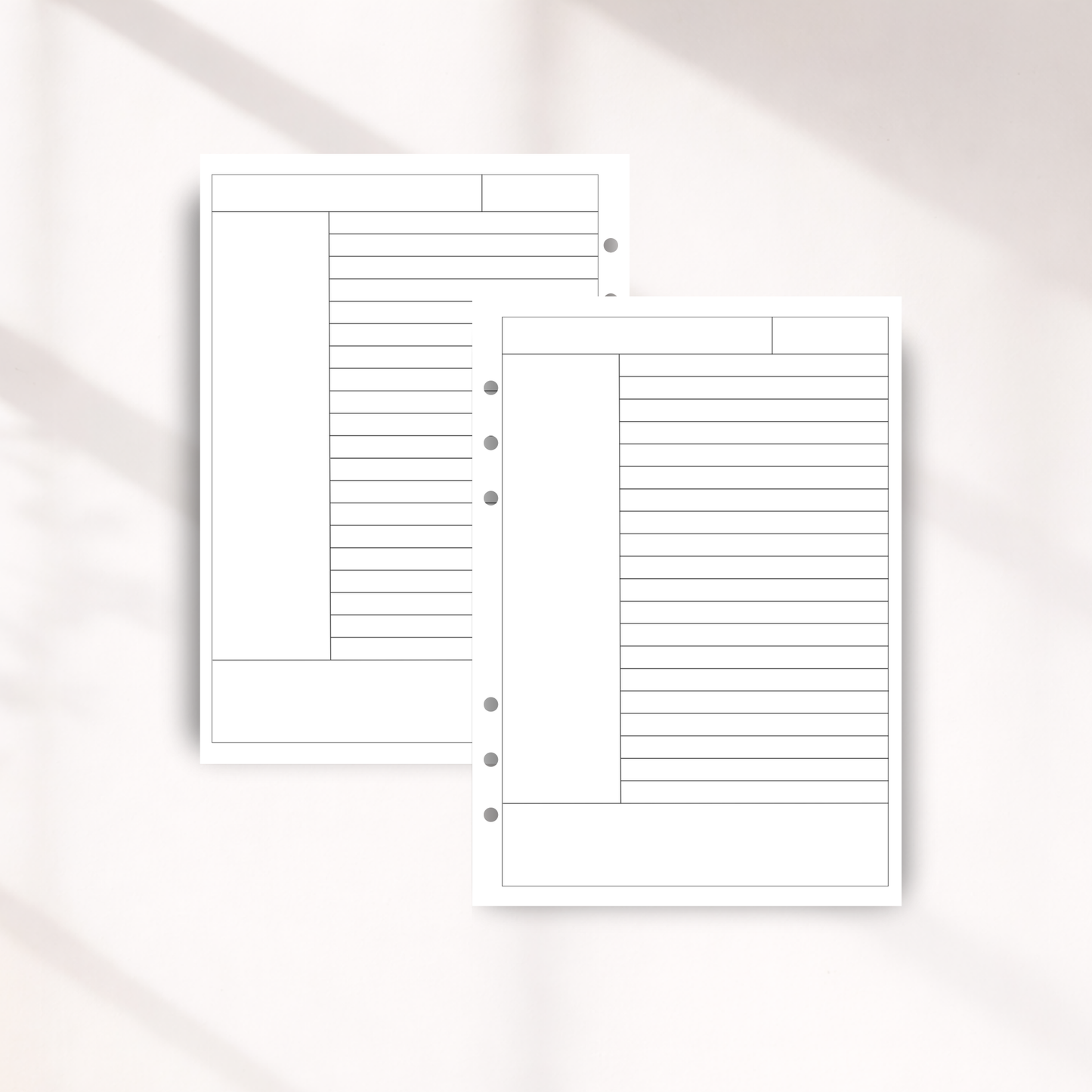 A5 Cornell Lined Paper on a white background