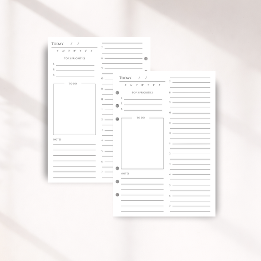 Undated Daily Planner Inserts | Hourly Schedule & Task Organizer