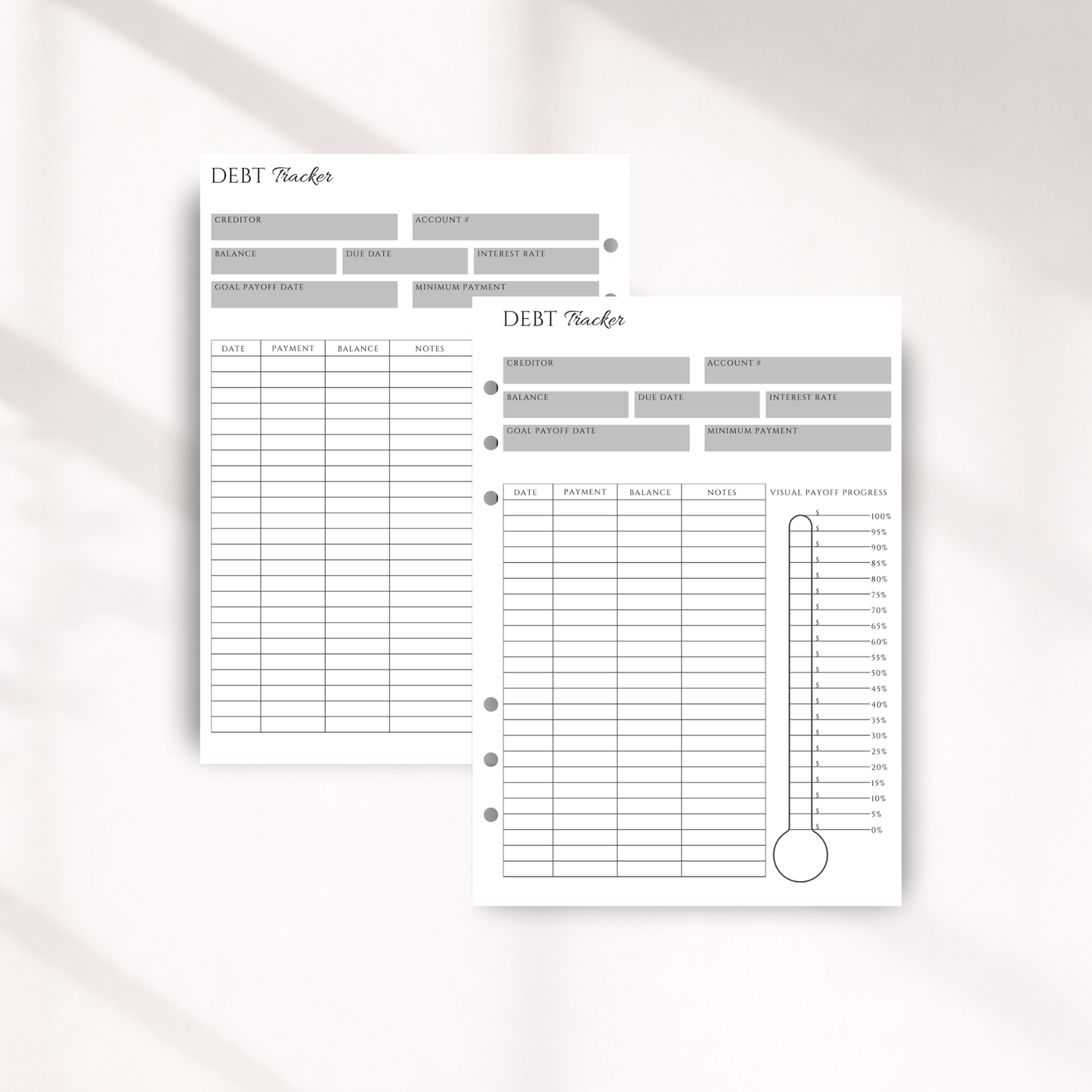 Visual Debt Snowball Tracker | Debt Payoff Planner Inserts