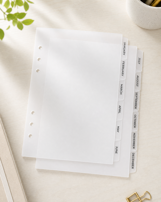A5 Monthly Dividers with Black Font