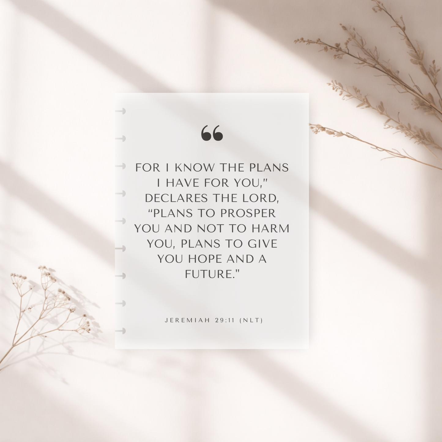 Classic Planner Dashboard  with the Jeremiah 29:11 scripture on a light background
