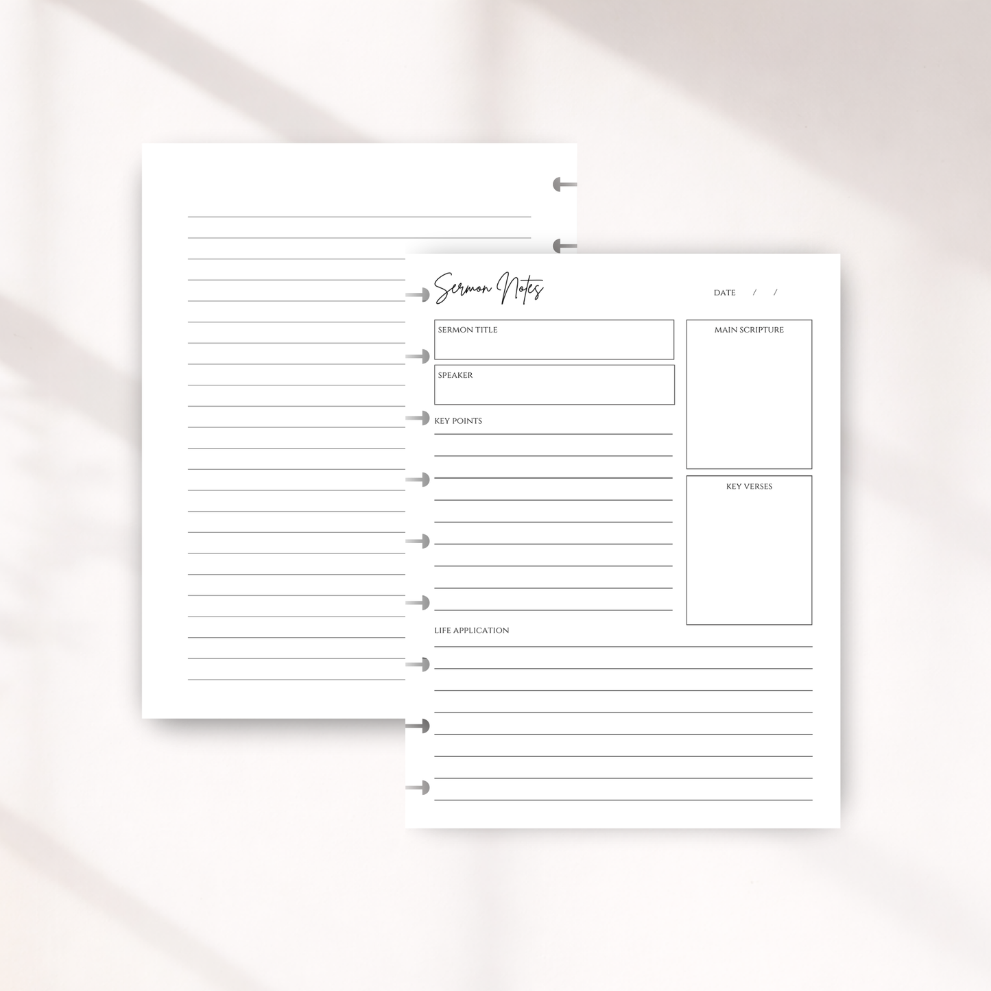 Sermon note inserts in Classic 9 Disc size on a white background