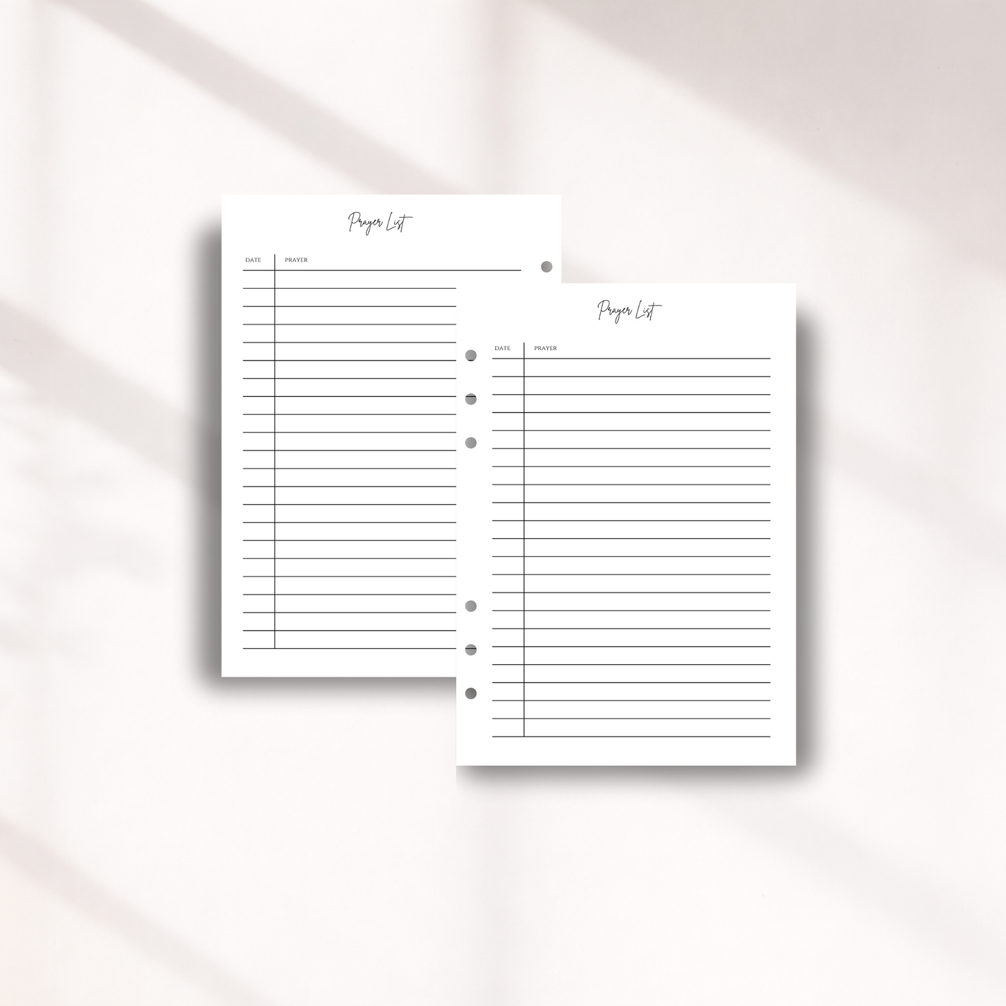 Prayer List Inserts